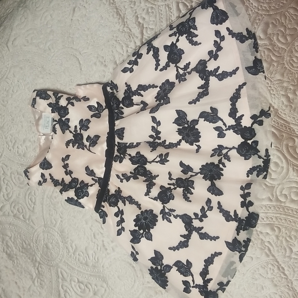 The Children's Place, size 3, pastel pink/ black velvet flowers and attached bel